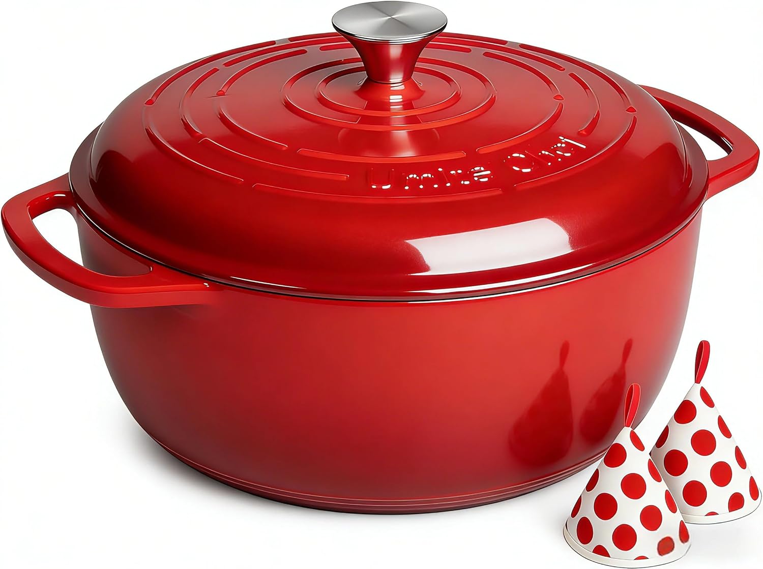 Umite Chef 6QT Enameled Cast Iron Dutch Oven with Lid, Versatile Heavy