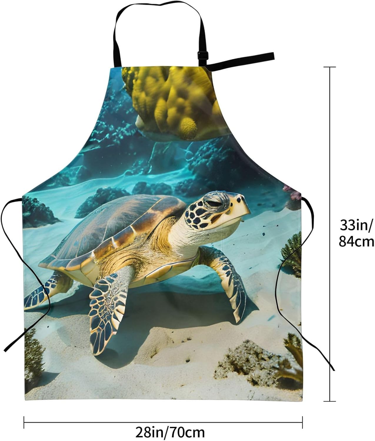 YANYU Sea Turtle Print 28x33 In Kitchen Apron Stylish Chef Apron with Pockets for Cooking Baking Painting