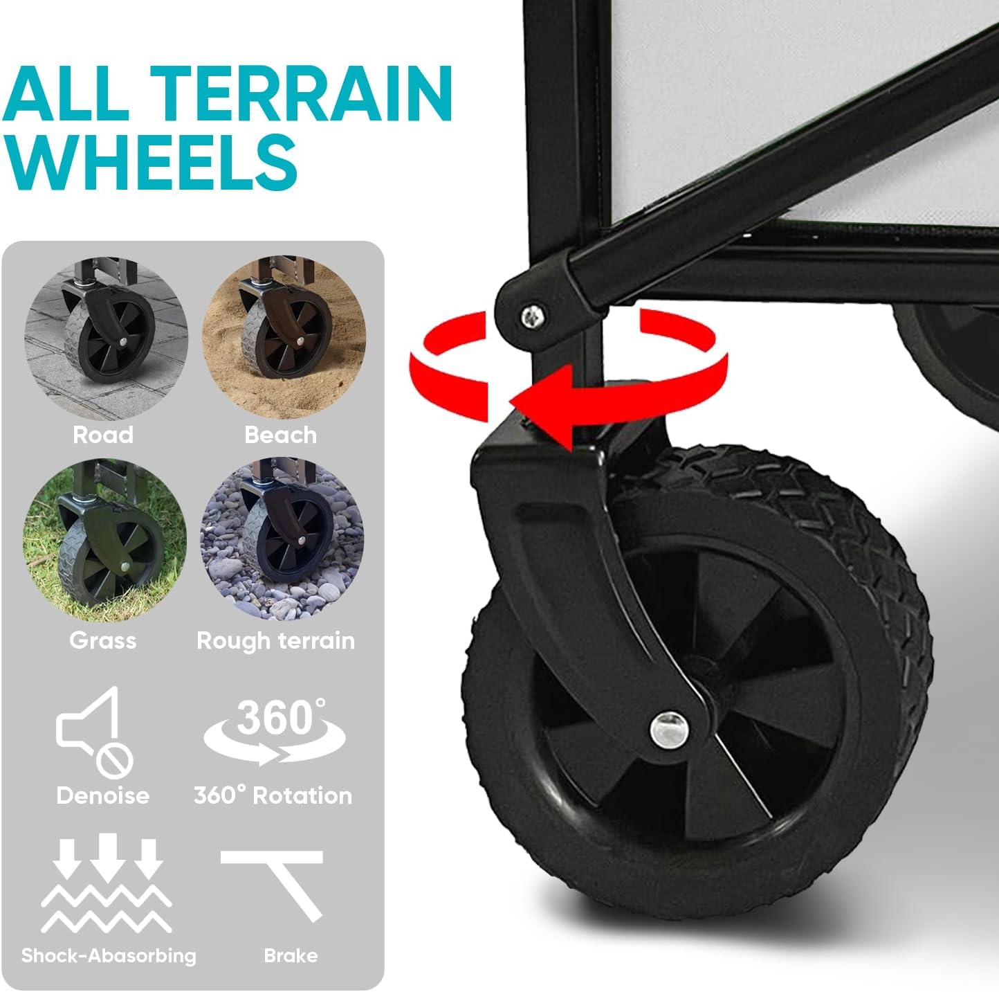 Collapsible Foldable Wagon, Beach Cart Large Capacity, Heavy Duty Folding Wagon Portable, for Outdoor Sports, Shopping, Camping, Green