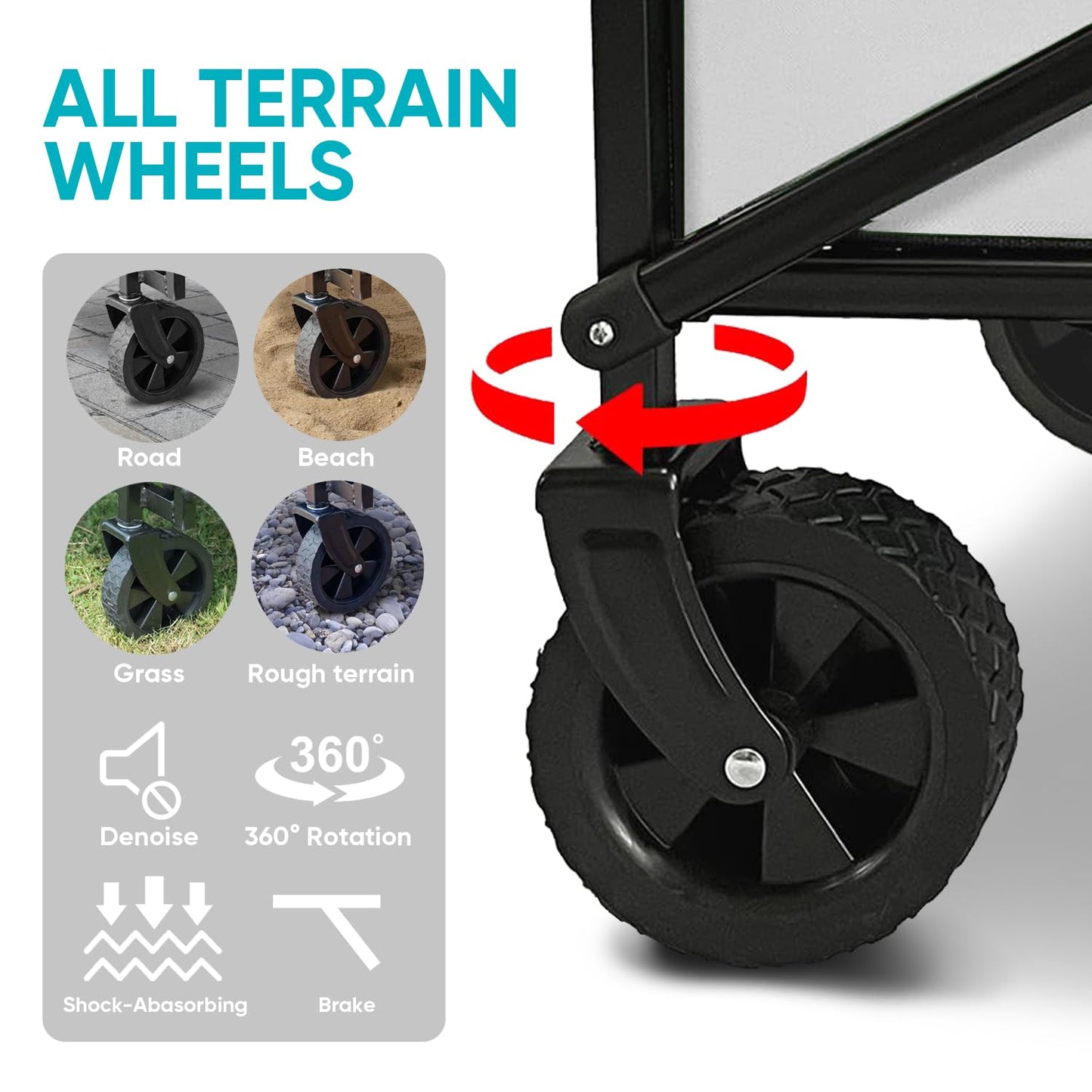 Collapsible Foldable Wagon, Beach Cart Large Capacity, Heavy Duty Fold