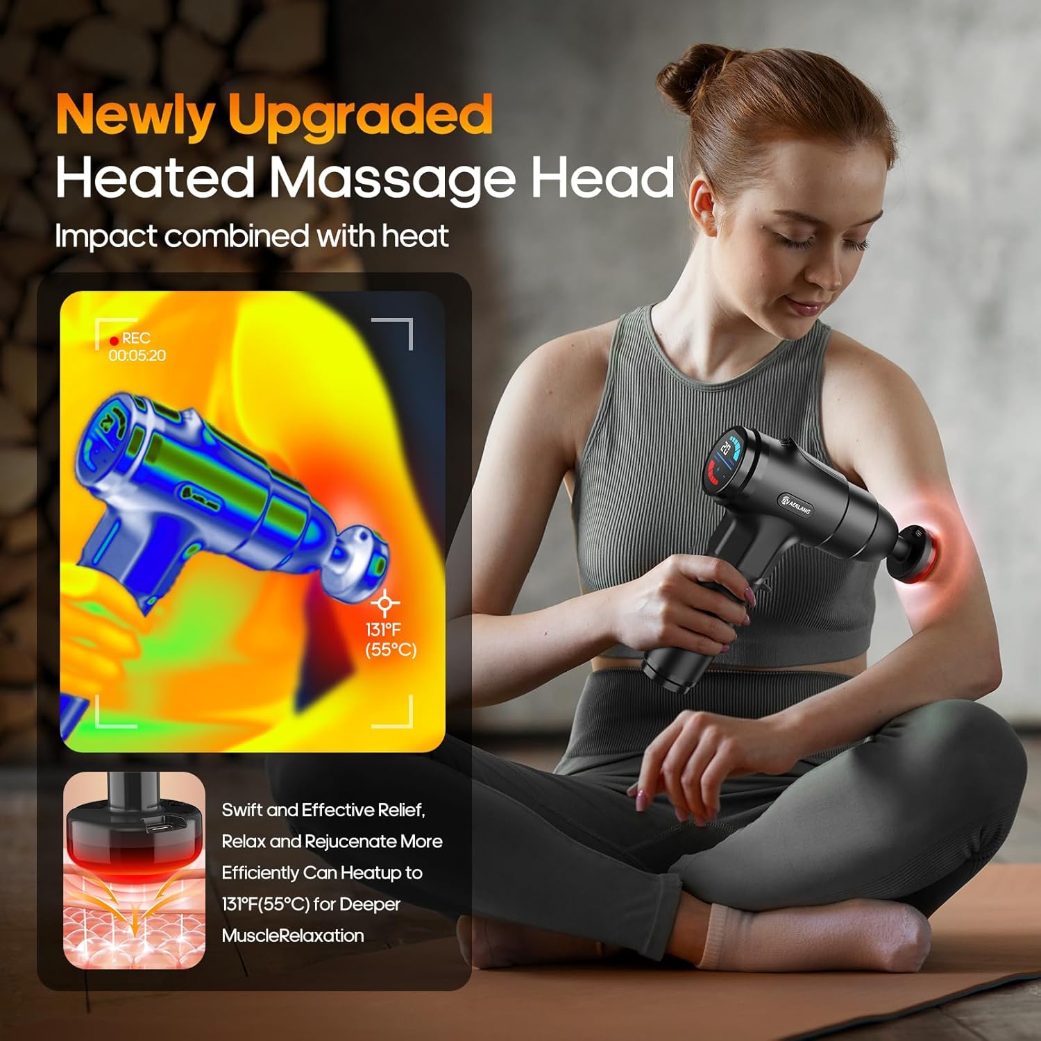 AERLANG Massage Gun with Heat Deep Tissue Back Massager Neck Massager 