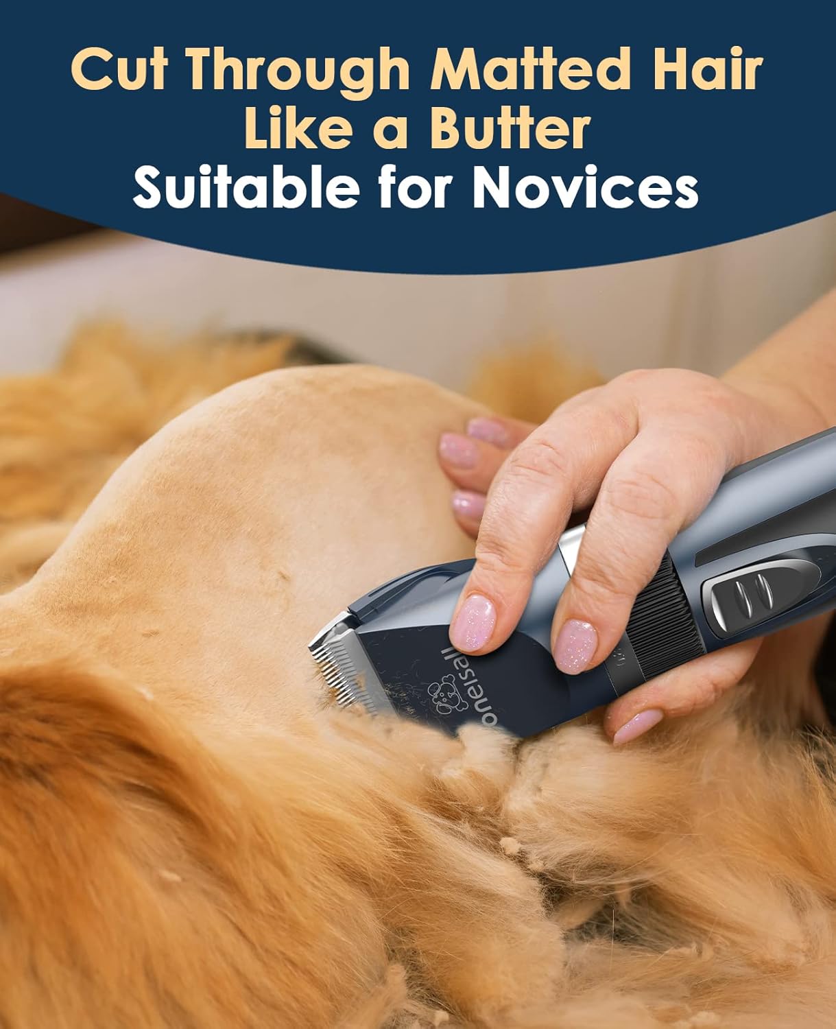 oneisall Quiet Cat Clippers for Matted & Long Hair, 2-Speed Cordless P