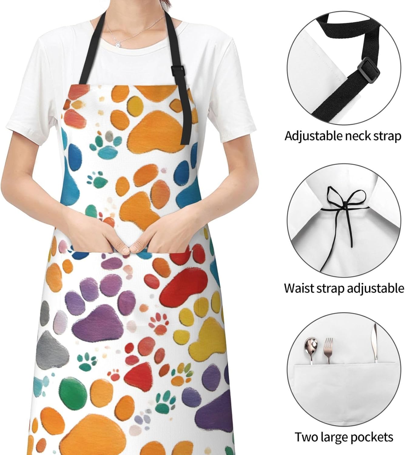 Paw Prints Art 1 print Waterproof chef's apron with pocket apron for k