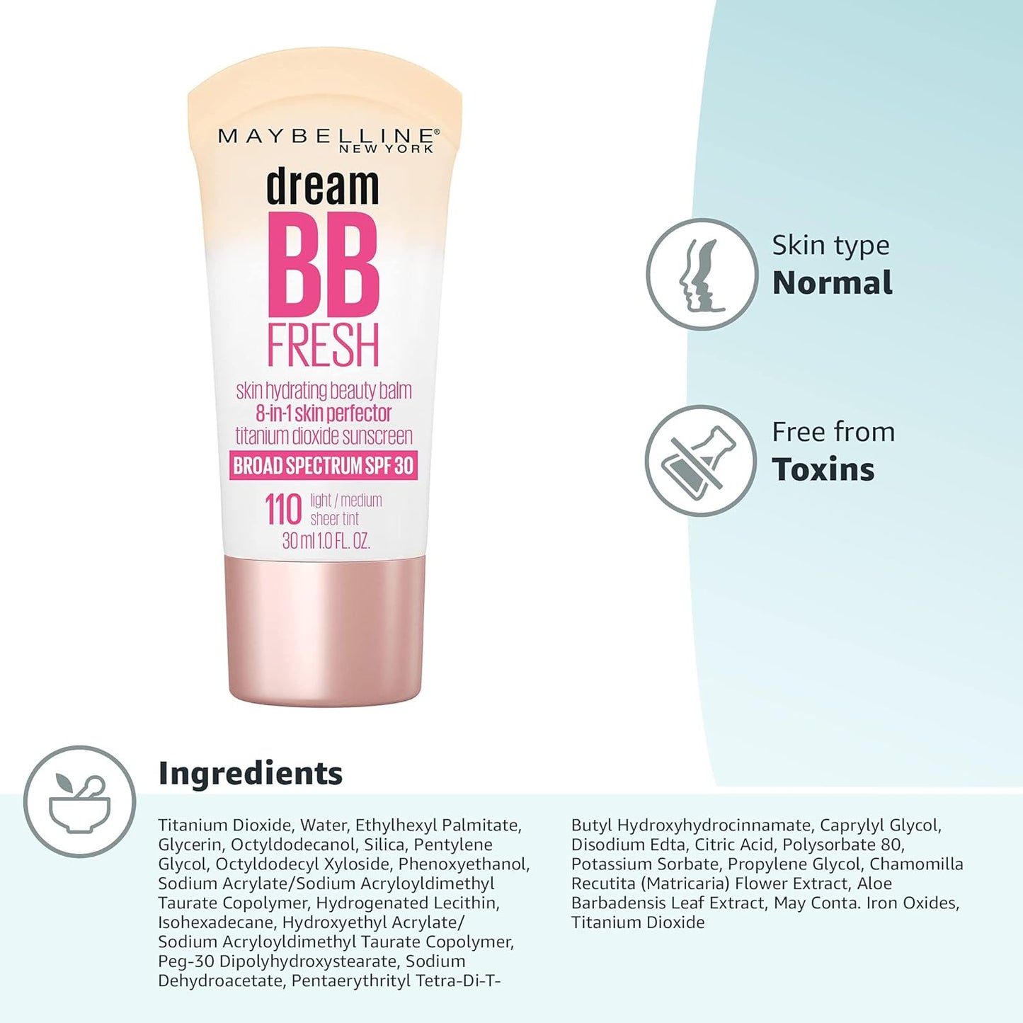 Maybelline Dream Fresh Skin Hydrating BB cream, 8-in-1 Skin Perfecting