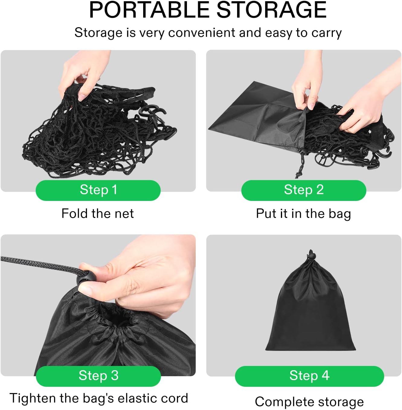 VIVOSUN Cargo Net for Garden Wagon, 36" X 30" Heavy Duty Nylon Netting with Storage Bag for Folding Wagon, Beach Cart, Garden Cart, Trolley Cart, Black