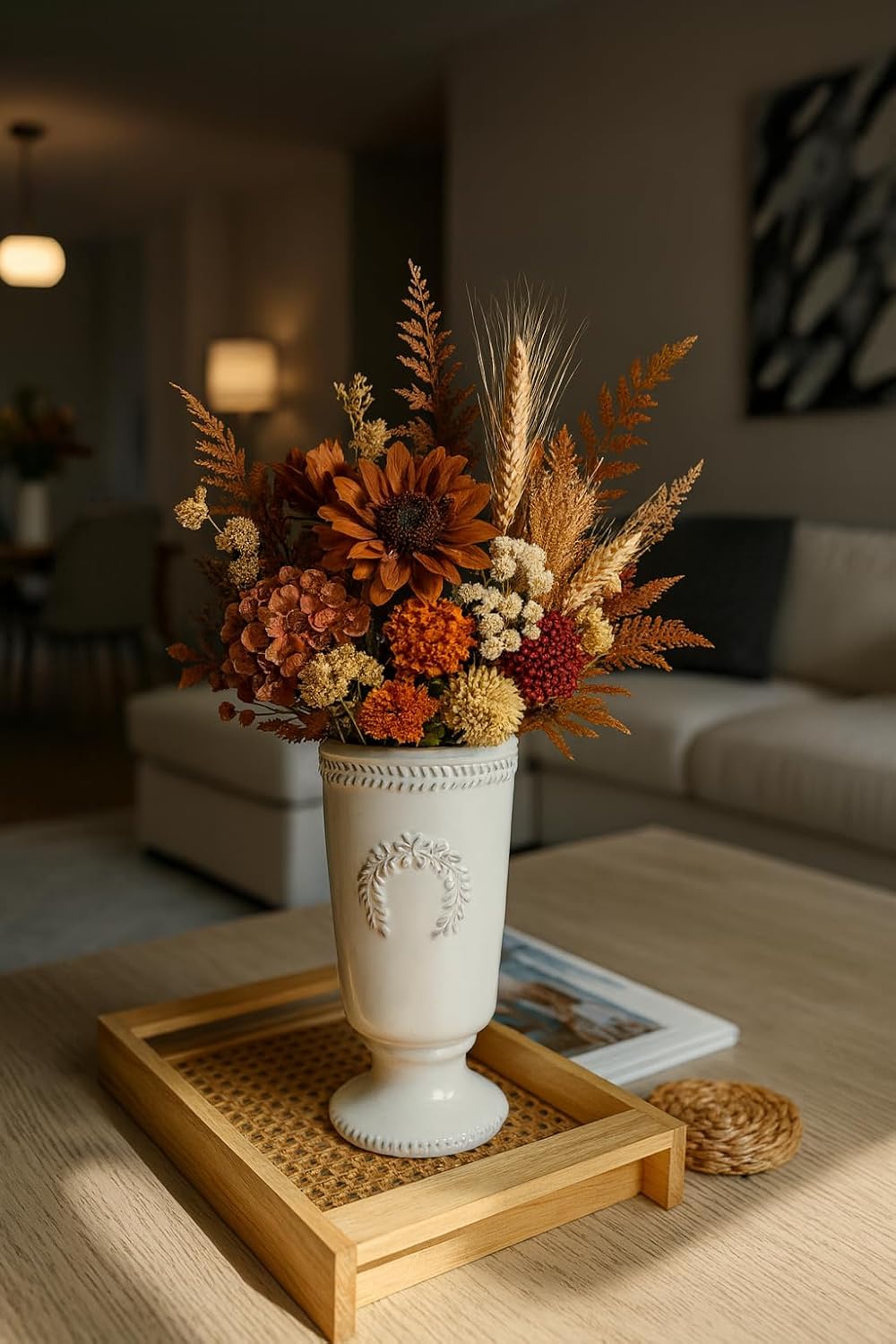 White Ceramic Modern and Classic Vase Decorative Urn Planter for Indoo