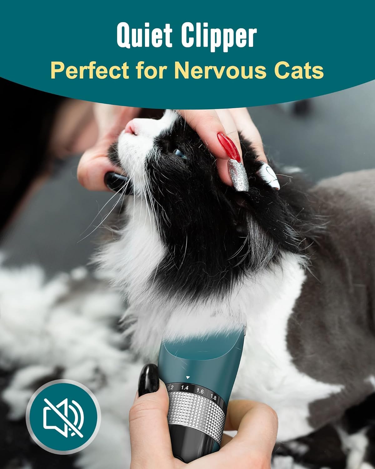 oneisall Cat Clippers for Matted Hair, 5-Speed Quiet Cat Grooming kit,