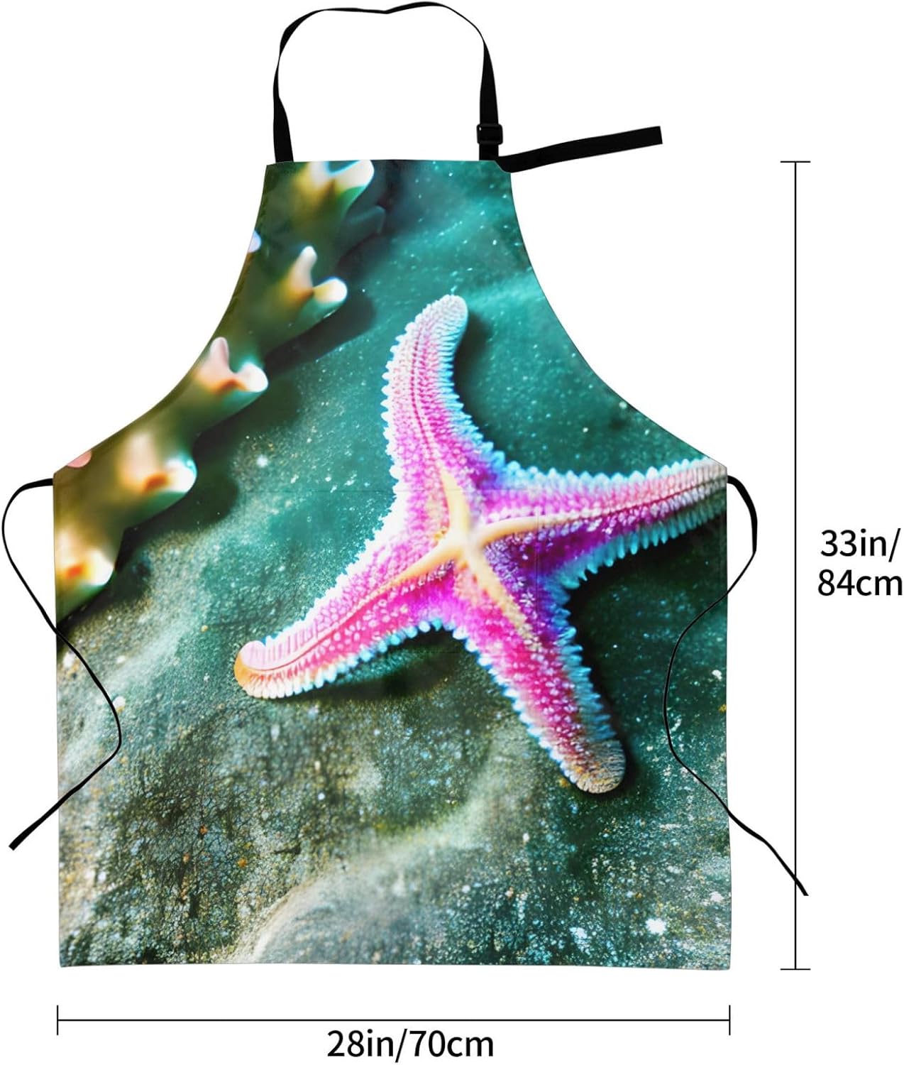 YANYU Sea Starfish Print 28x33 In Kitchen Apron Stylish Chef Apron with Pockets for Cooking Baking Painting