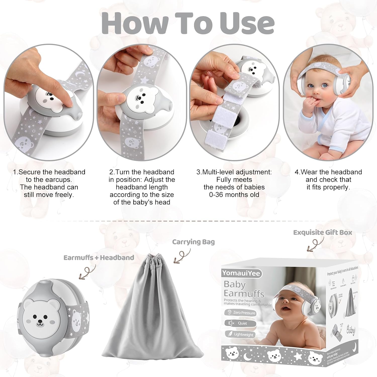 Baby Noise Cancelling Earmuffs,Infant Headphones for Babies 0-36 Month