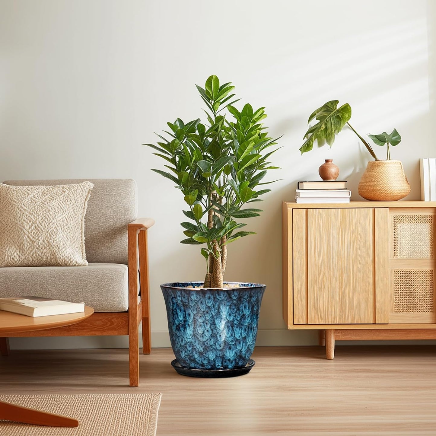 Ceramic Plant Pots - 12 Inch Pots for Plants Indoor Outdoor, Large Rou