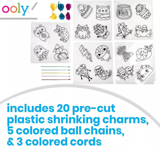 Ooly 28 PC DIY Shrinking Art Kit for Kids, 20 Plastic Pre Cut Charms a