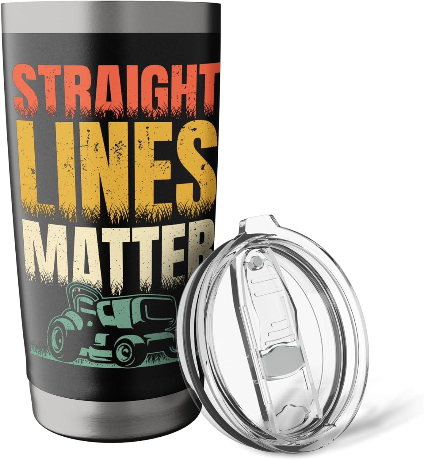 Straight Lines Matter Lawn Mower Tractor Men Mowing Dad Stainless Steel Insulated Tumbler