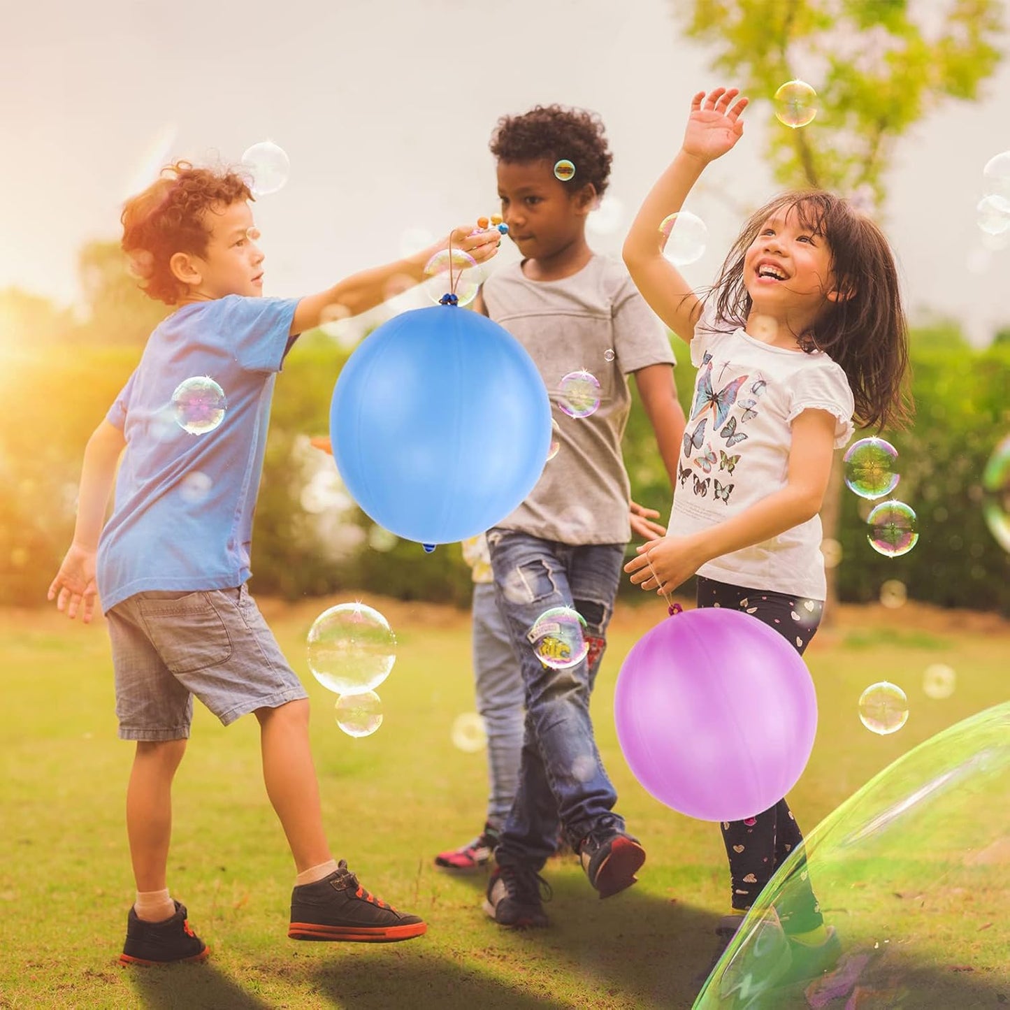RUBFAC 36Pcs Punch Balloons, Heavy Duty Party Favors For Kids, Punching Balloons Bouncy Balls with Rubber Band Handle for Birthday Party, Goodie Bag, Stocking Stuffers for Kids
