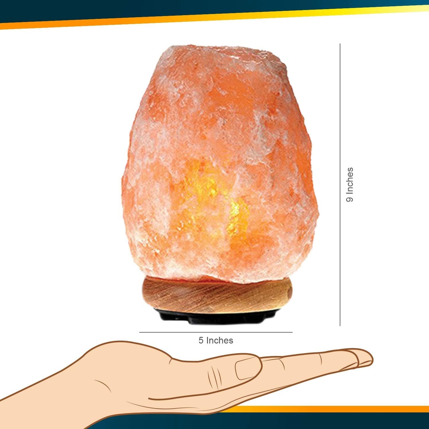 WBM LLC Himalayan Glow Natural Pink Salt Lamp, Crystal Salt Lamp Night Light with (ETL Certified) Brightness Control Dimmer Switch, Wooden Base & Salt Lamps Bulb | 6-8 LBS, Model Number: 1001