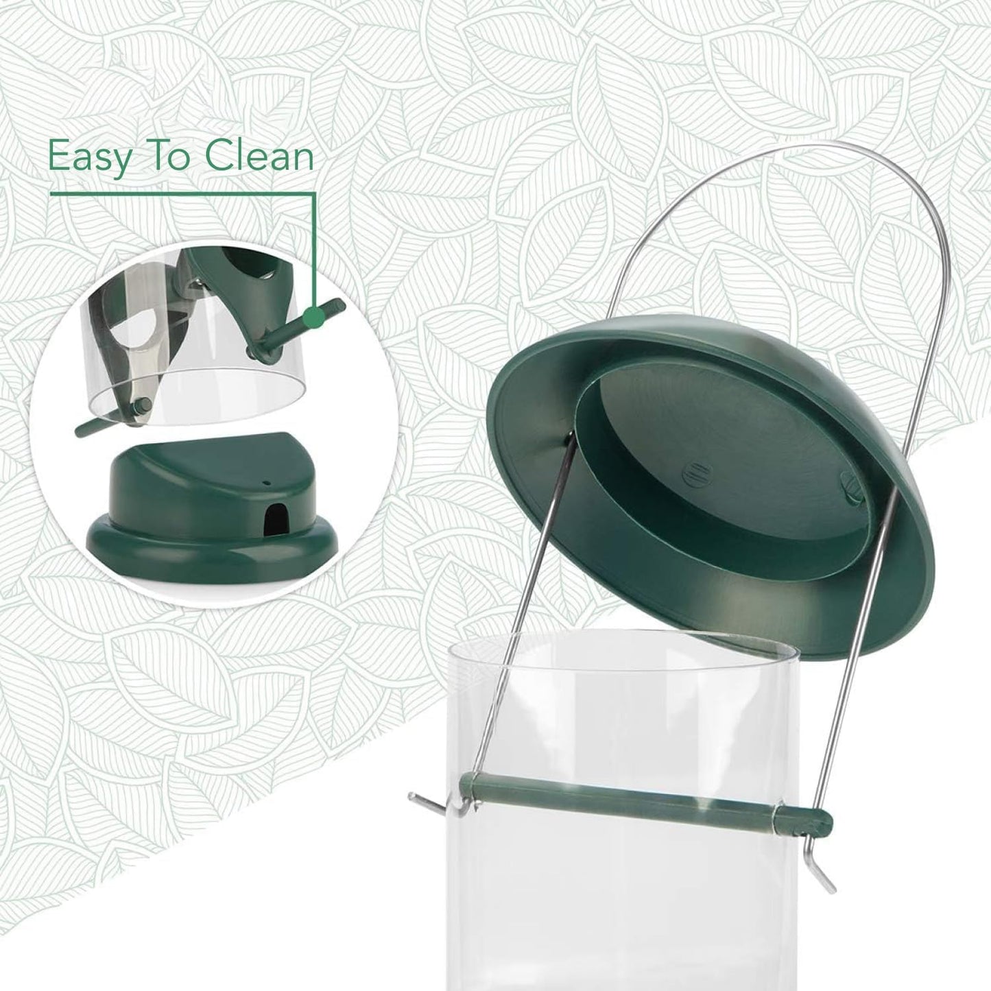 Green Grain Bird Feeder 12 Inches - With 4 Landing Spots for Birds - Hanging Bird Feeding Station - Grains Feeding Column - Wild Bird Feed Silo - Tube Bird Feeders for Outdoors Hanging