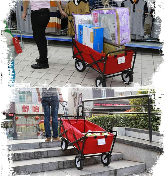 Portable Folding Garden Trolley Cart Heavy Duty Trolley Wagon Multi-Fu