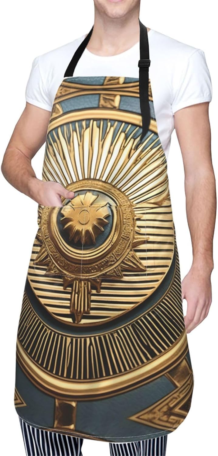 Sun Old Egyptian Timeless Grace print Waterproof chef's apron with pocket apron for kitchen cooking baking barbecue and gardening