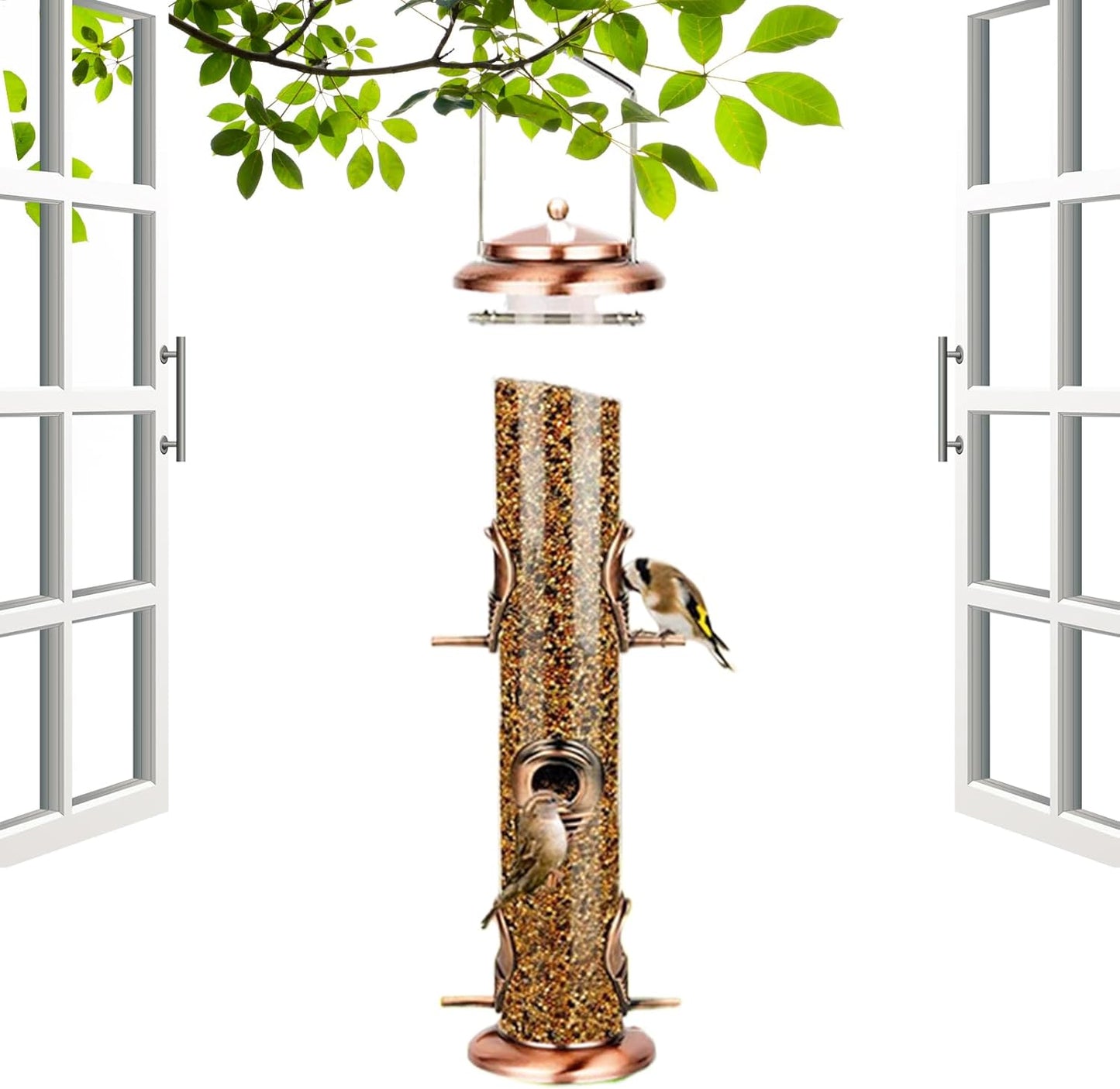 Wild Bird Feeders, Small Squirrel Proof, Clear Weatherproof Feeder with Design, Small Birds Feeder for Indoor Outdoor, Birds Accessories, Wild Bird Feeders Set for Outdoor Use