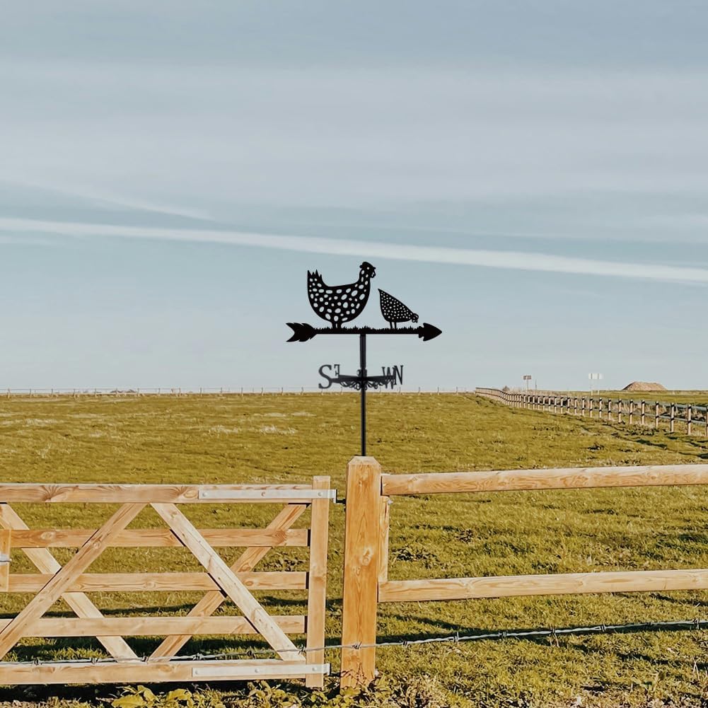 SUPERDANT Rooster Weathervane Hen Chicken Weather Vane for Yard Animal