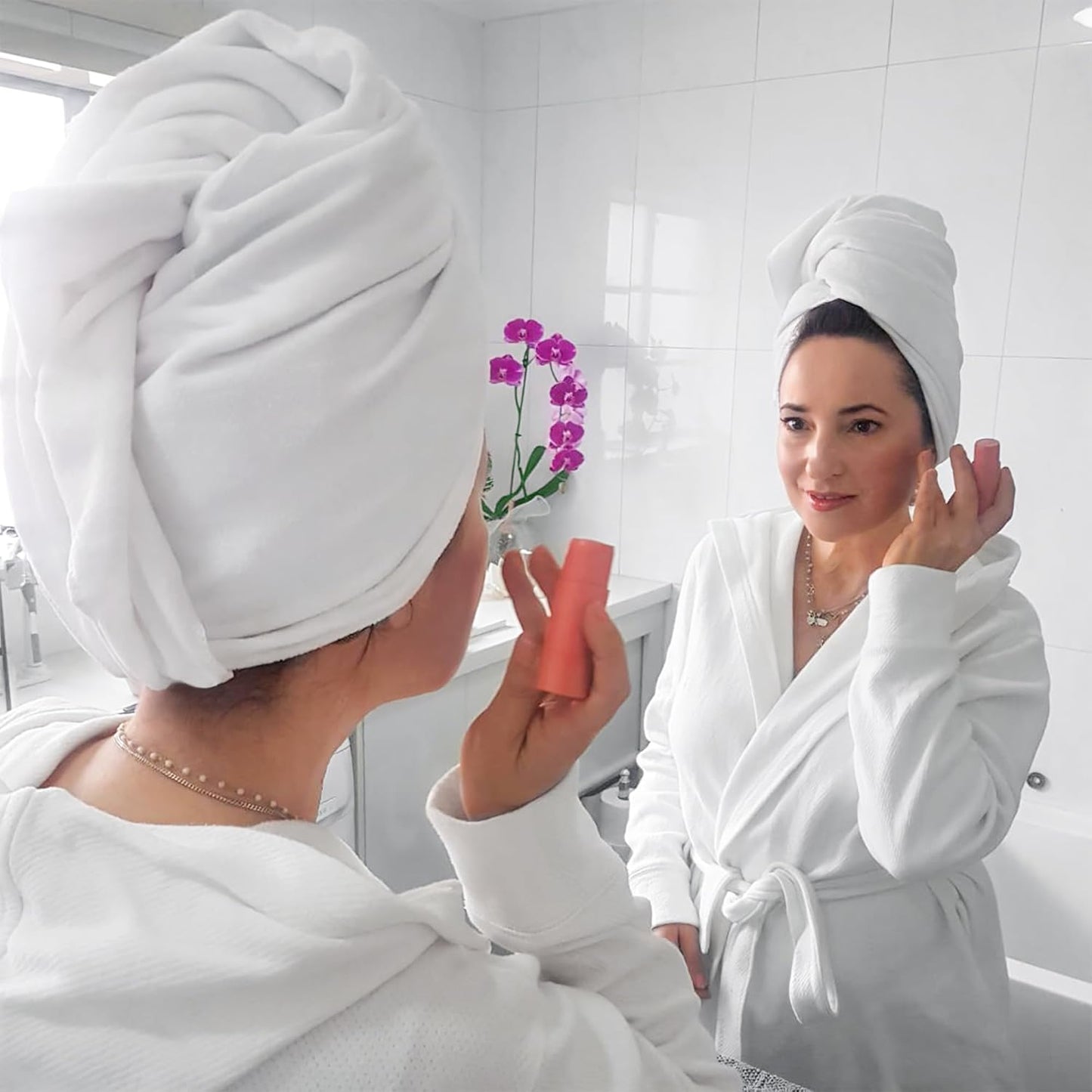 Bondi SPA 극세사 헤어 타월 - 머리카락을 50% 빠르게 건조 - 모든 모발 유형에 맞는 곱슬거림 방지 타월 - 흡수력이 뛰어나고 부드러움 - XL (직사각형)