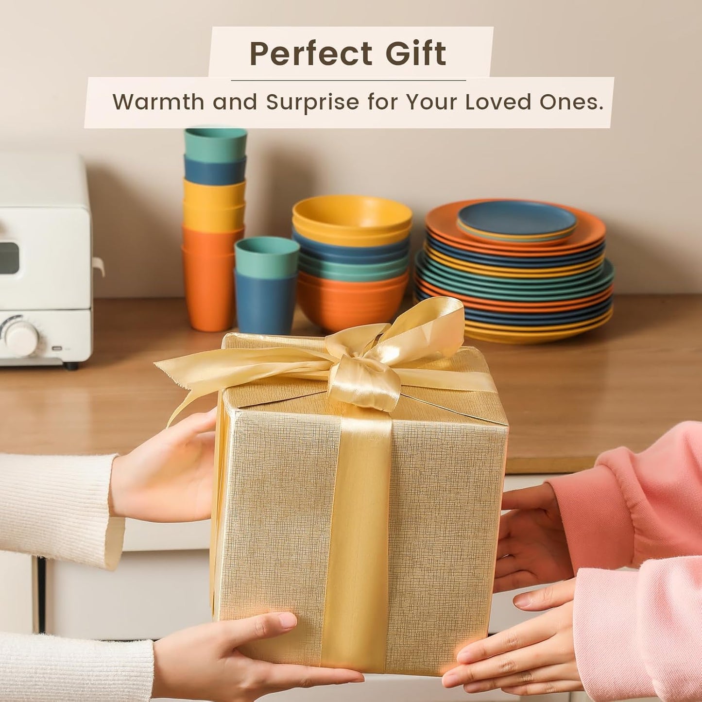 Homienly 40-Piece Premium Wheat Straw Dinnerware Sets, Service for 8, 
