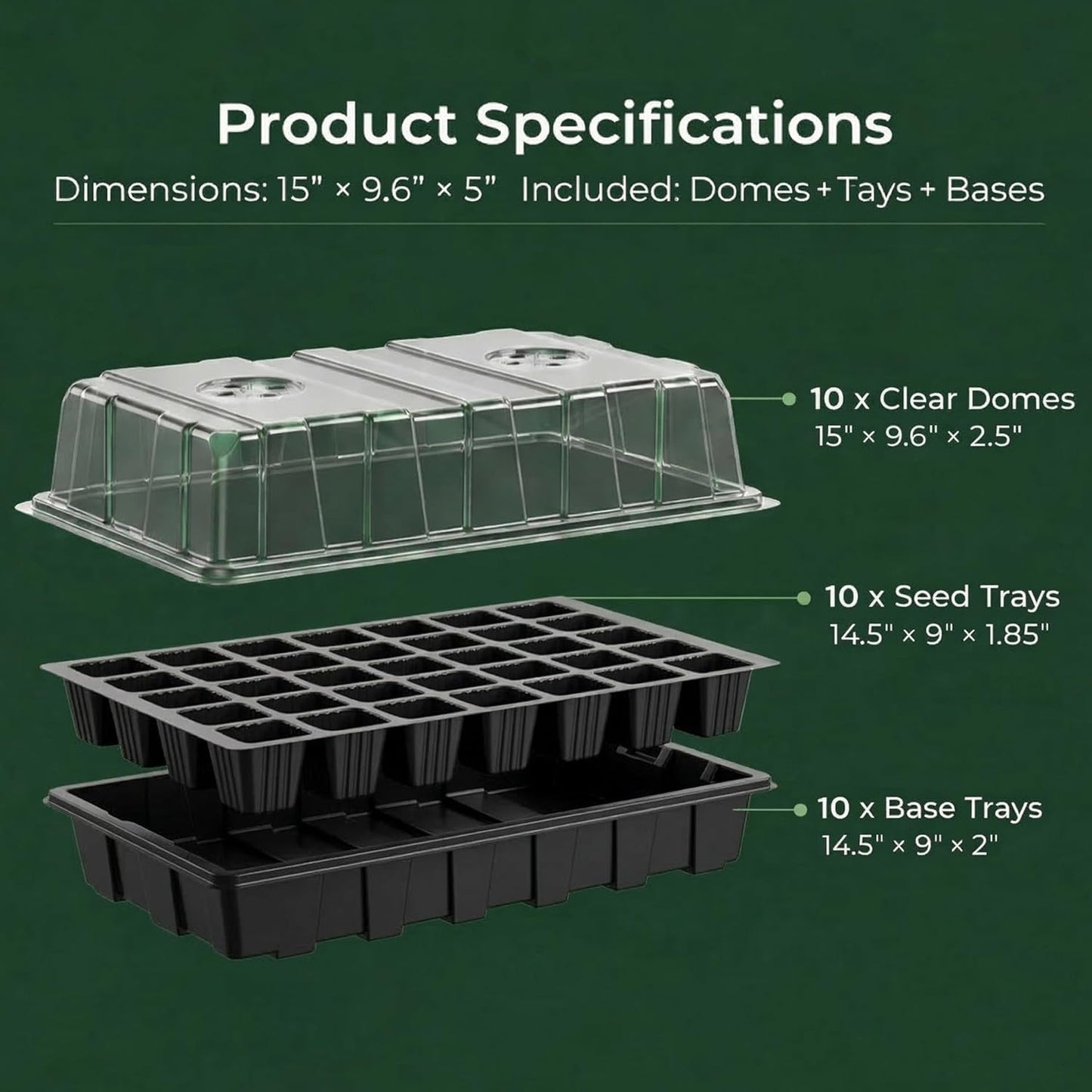 Gardzen 10-Set Garden Propagator Set, Seed Tray Kits with 400-Cell, Se