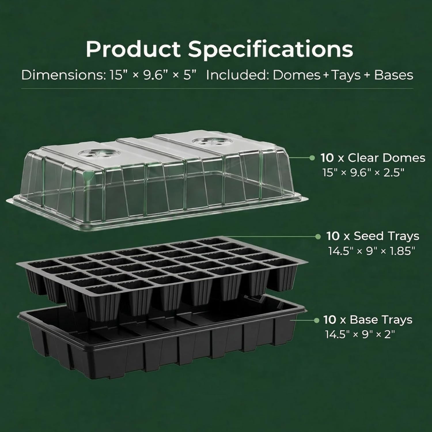 Gardzen 10-Set Garden Propagator Set, Seed Tray Kits with 400-Cell, Se