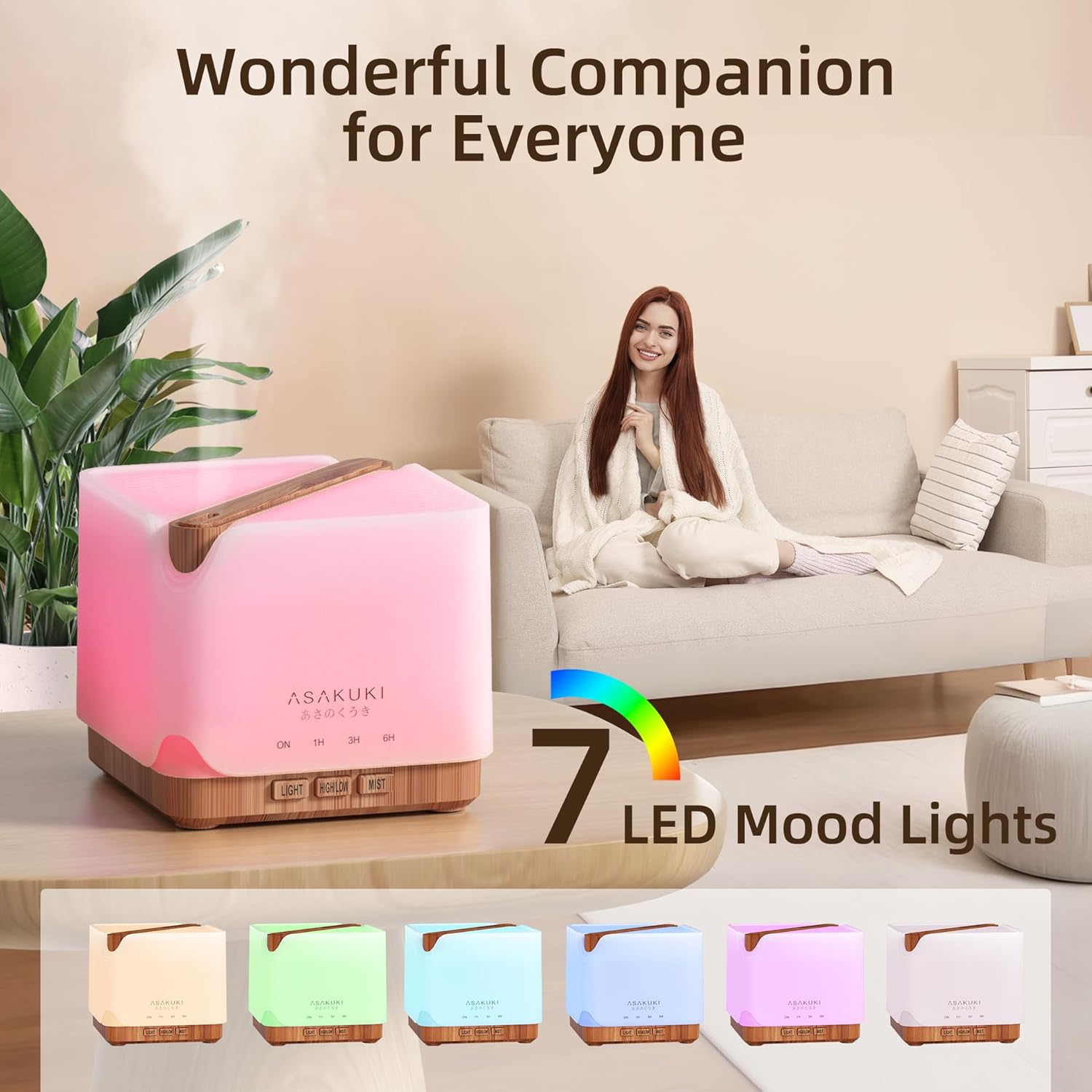 ASAKUKI Essential Oil Diffuser for Home, Large 700 ml Humidifier with 