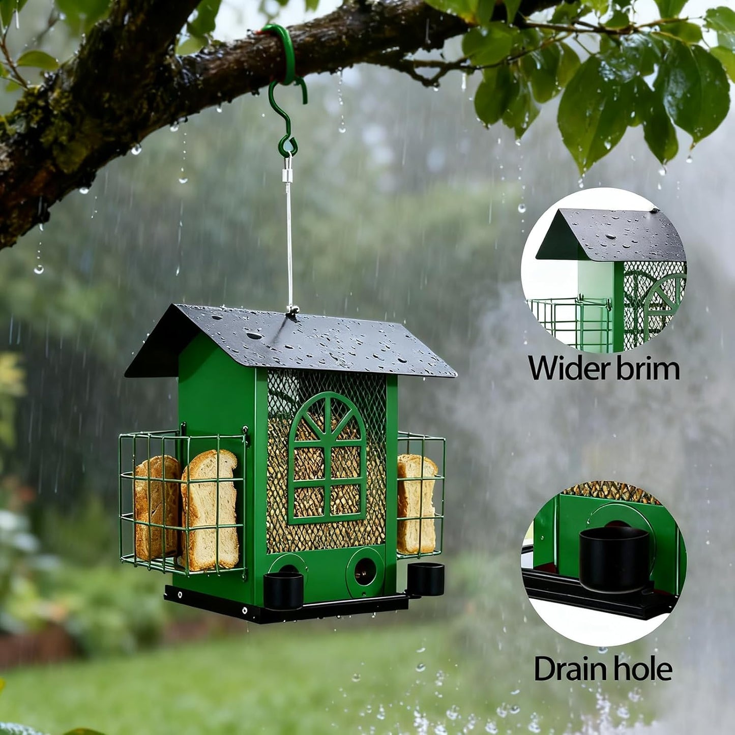 Outdoor Metal Hanging Bird Feeder Large Capacity Premium Wild Bird Fee