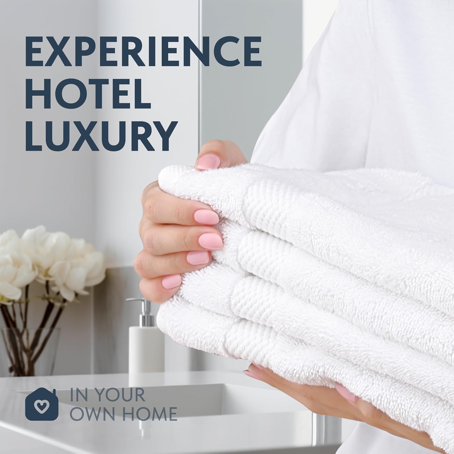 Luxury White Hand Towels - Soft 100% Turkish Cotton | Highly Absorbent