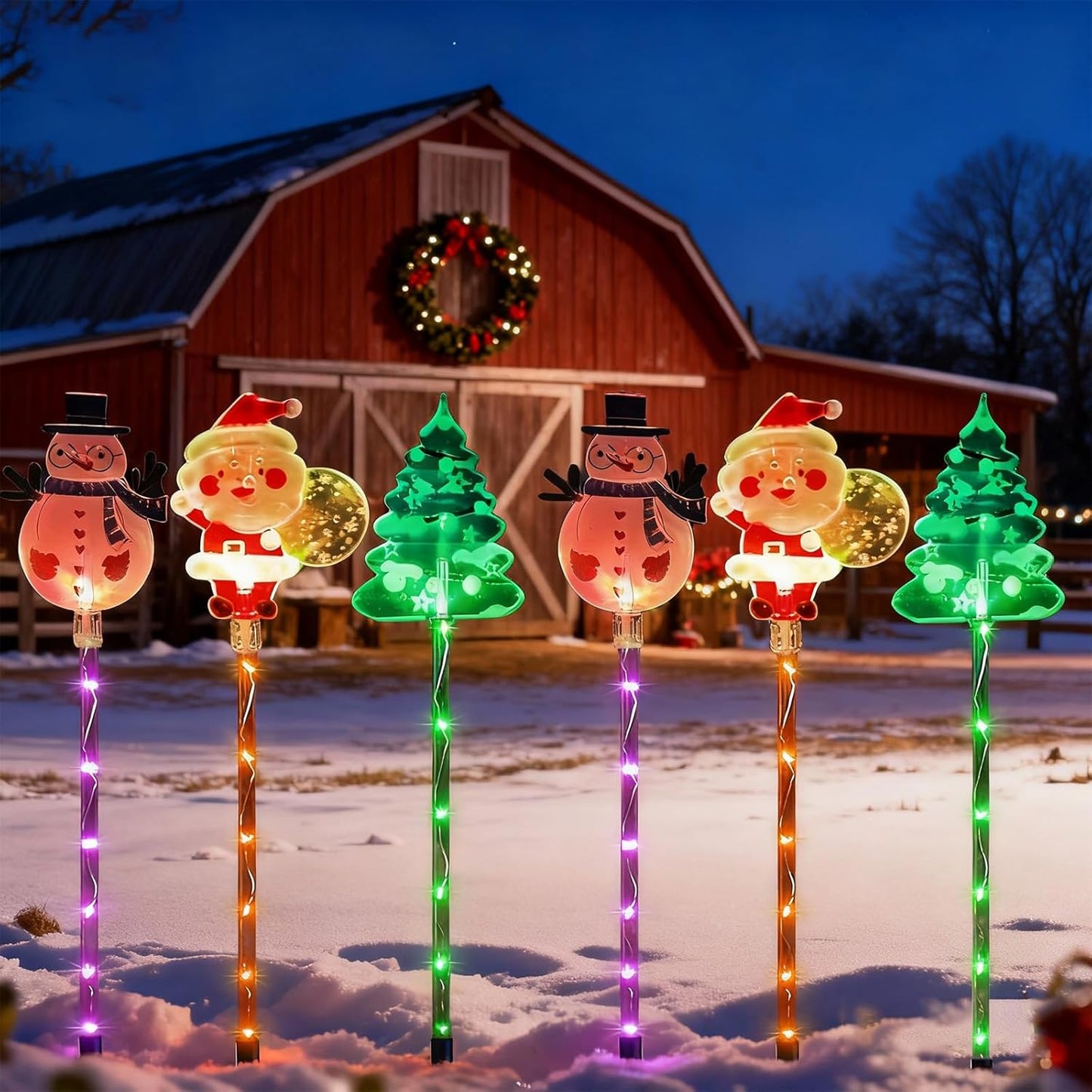 6 Pcs Solar Christmas Light, Auto On/Off Outdoor Holiday Decor for Yard & Garden,Easy Installation