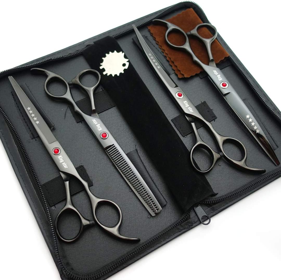 7.0in Titanium Professional dog Grooming Scissors set,Straight & Thinn