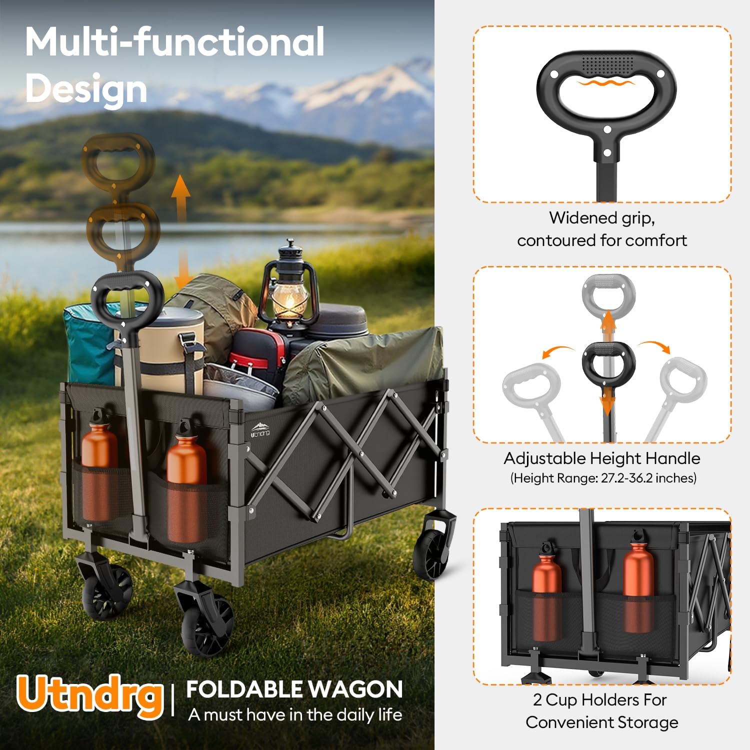 Collapsible Wagons Carts Foldable - Portable Heavy Duty Folding Beach 