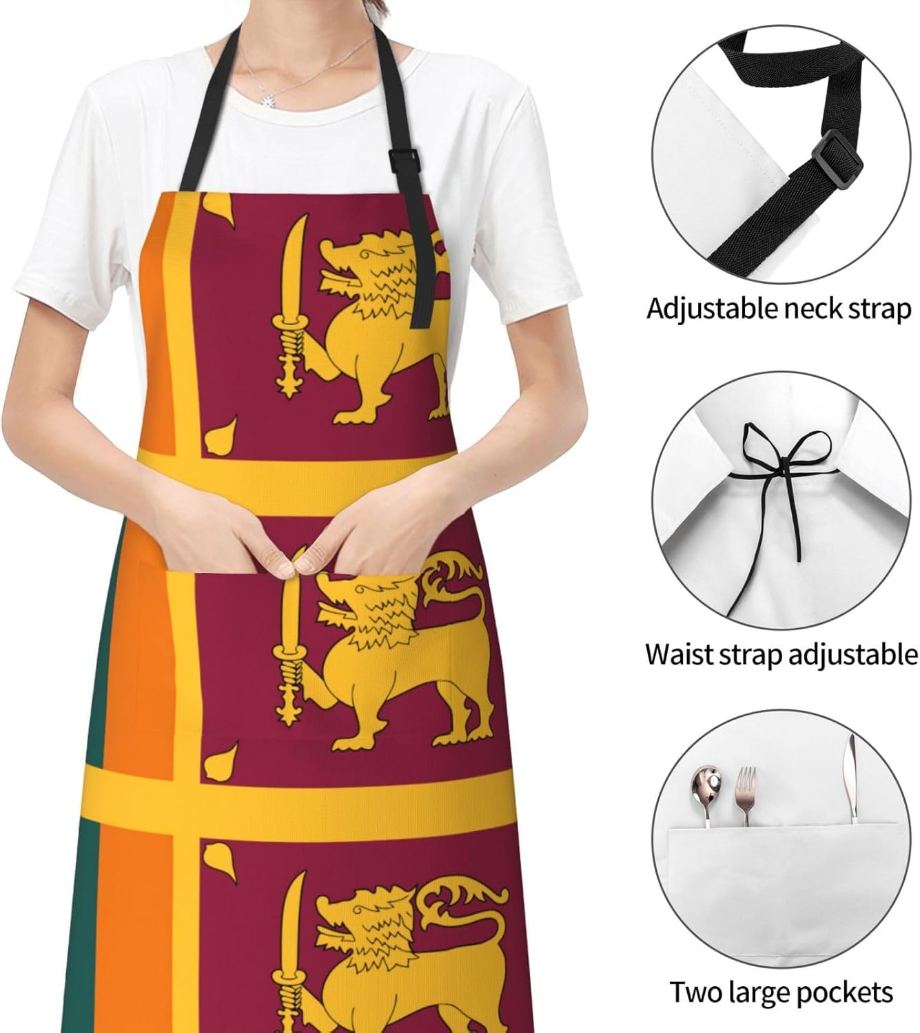 Sri Lanka Flag print Waterproof chef's apron with pocket apron for kit