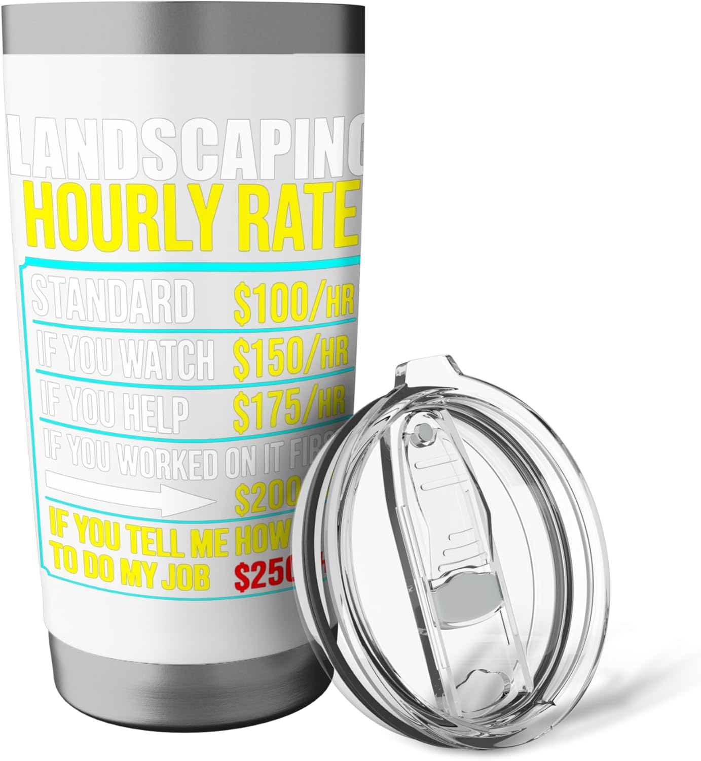 funny hourly rate job men humor landscaping landscaper Stainless Steel Insulated Tumbler