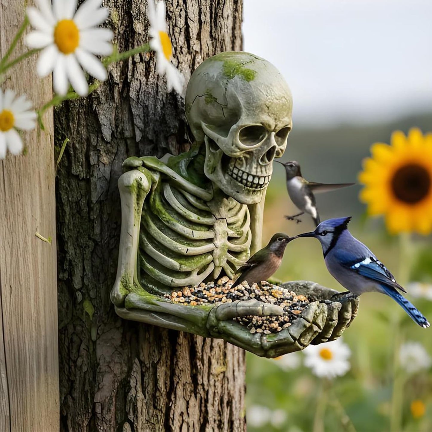 Unique Skeleton Shaped Bird Feeder Built from Strong Resin for Outdoor Garden and Patio Decoration Garden Bird Feeder