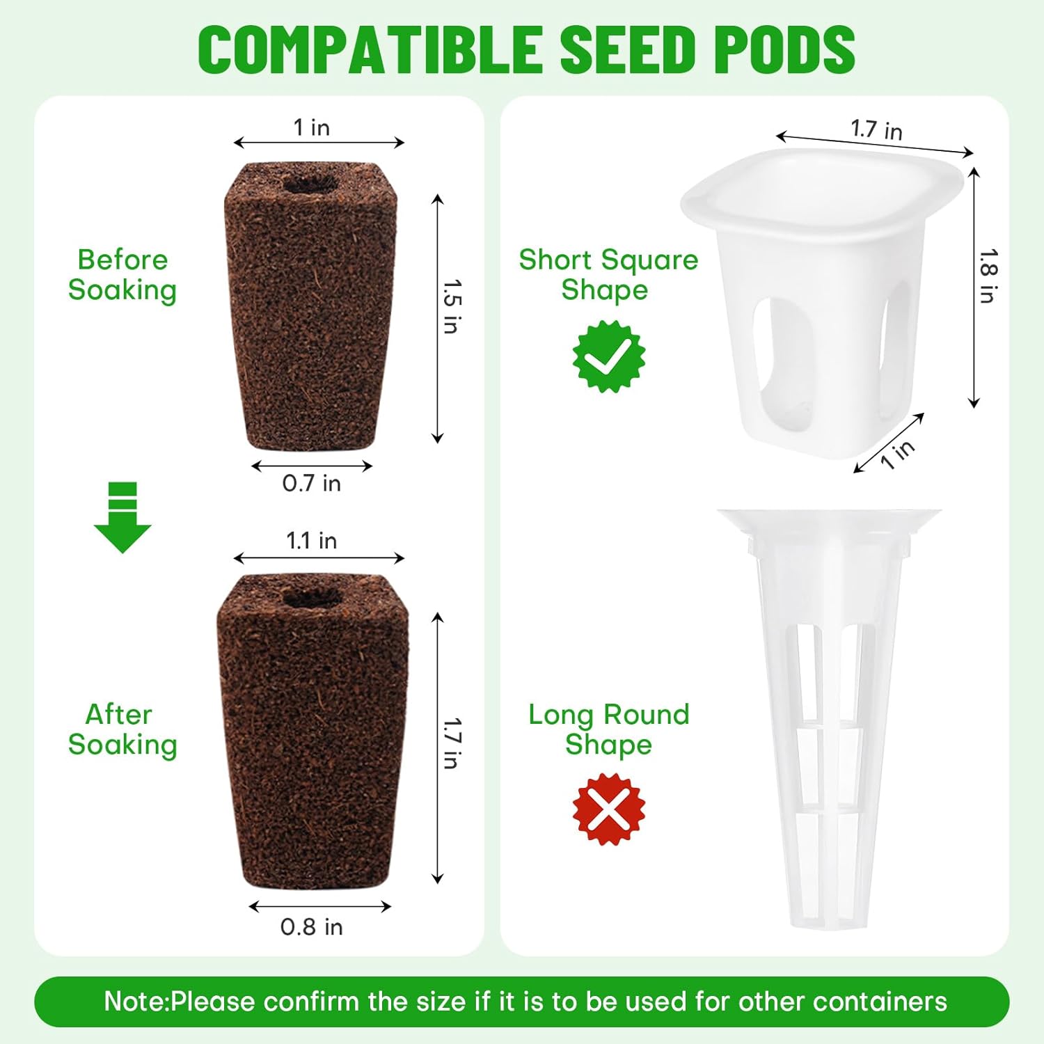 100 Pack Grow Sponges, Replacement Root Growth Sponges Seed Pods,Seed 