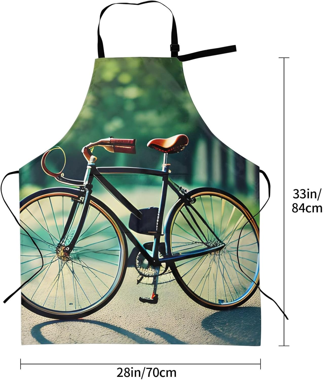 YANYU Retro bicycle Print 28x33 In Kitchen Apron Stylish Chef Apron with Pockets for Cooking Baking Painting