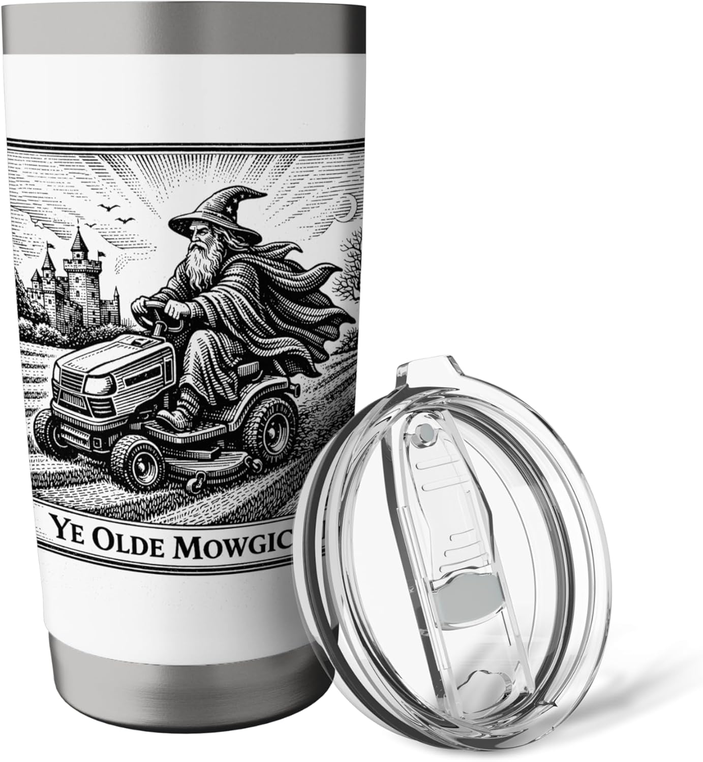 Funny Lawn Care Ride on Lawn Mower Medieval Father's Day Stainless Steel Insulated Tumbler
