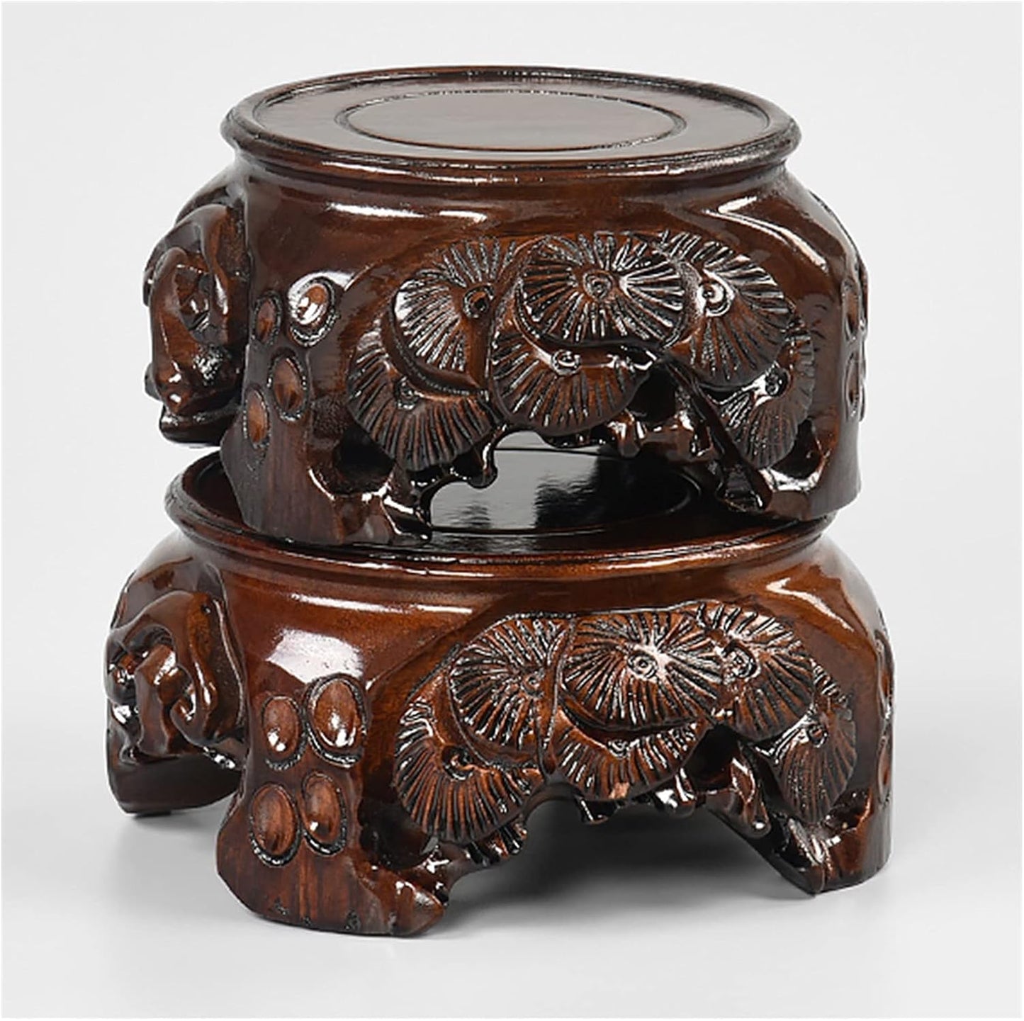 Bonsai Base Wooden Vase Base Round Pedestal Display Stand for Flower Pot Odd Stone Ornaments Wooden Base 3 Inches High Display Stands (Size : X-Large)