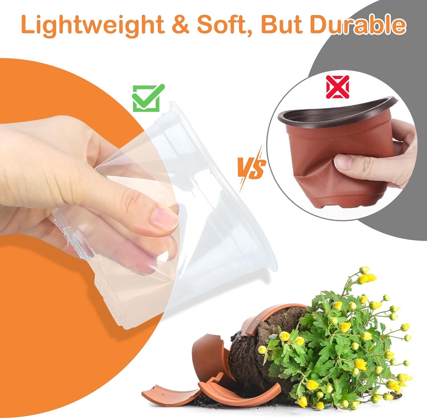 45 Pack 7/6/5/4/3 Inch Clear Nursery Pots for Plants, Clear Plastic Pl