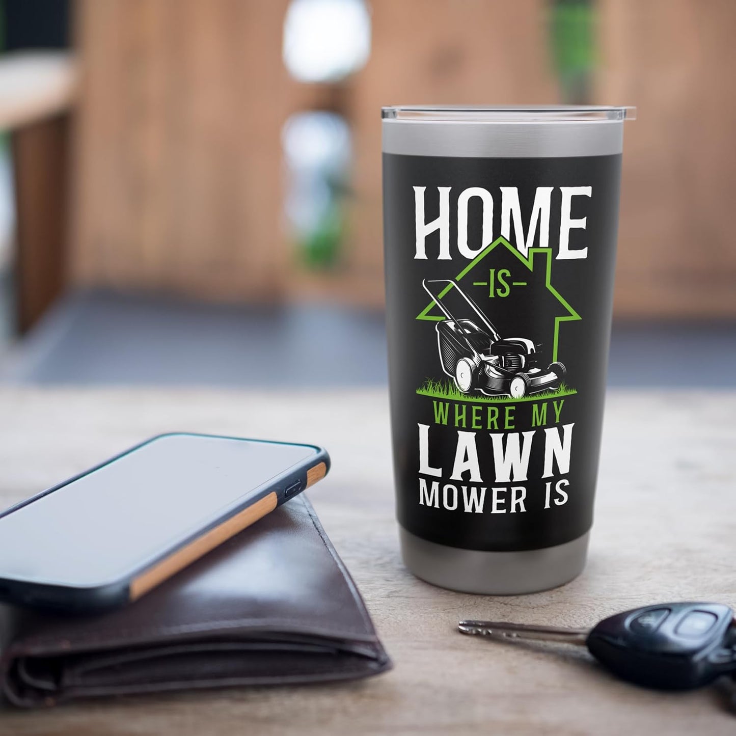 Lawn Mower Mowing Dad Father Landscaper Home Is Where My Stainless Steel Insulated Tumbler