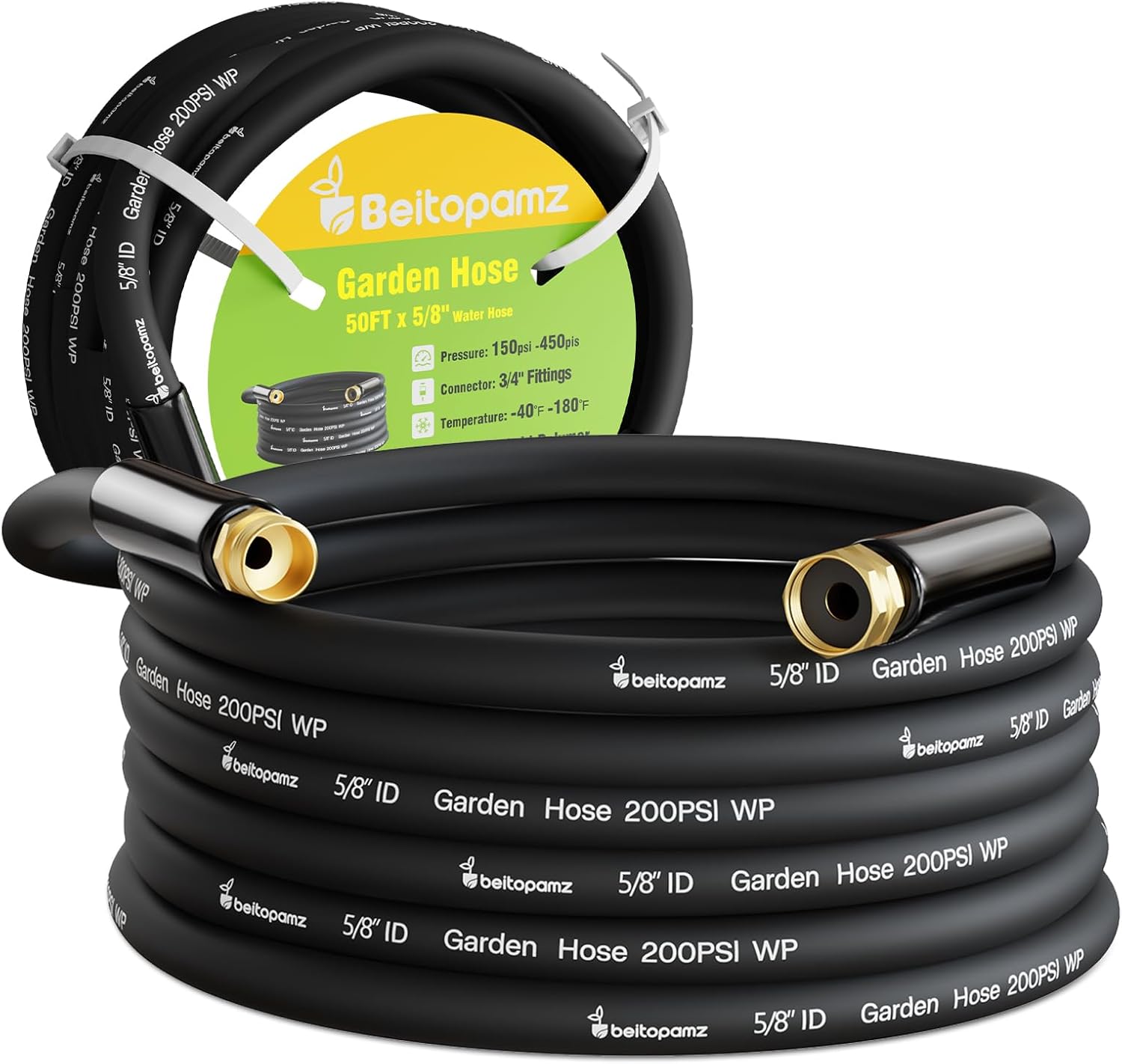 Garden Hose 50 ft x 5/8 in Heavy Duty Water Hose, Flexible and Durable
