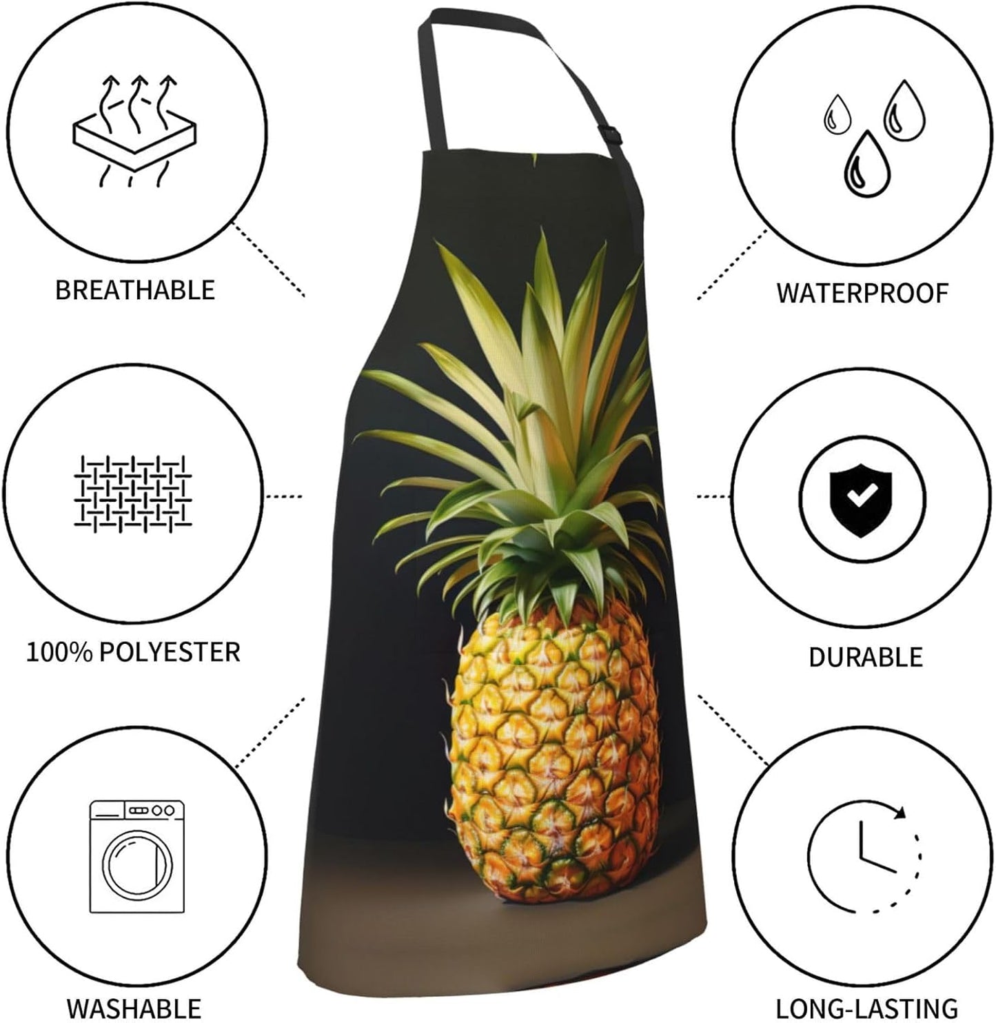 pineapple Painting print Waterproof chef's apron with pocket apron for kitchen cooking baking barbecue and gardening