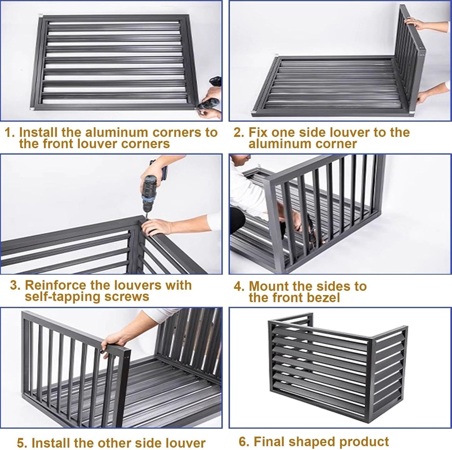 Tqertrtfxalouver Grille dust Cover,Mini Split Air Conditioner Cover for Outside Units,Aluminum Air Conditioner and Heat Pump Cover,Shelf Plant Stand,Outdoor AC Unit Cover,Noise Reduction,Suitable for