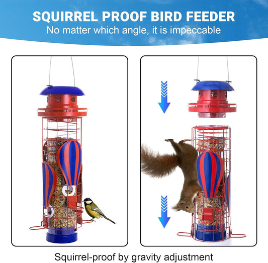 Solar Metal Bird Feeder for Outdoors Hanging Squirrel Proof Wild Bird Feeders, Durable & Chew-Proof Cardinals Feeders, Gifts for Bird Lovers, Garden Decoration