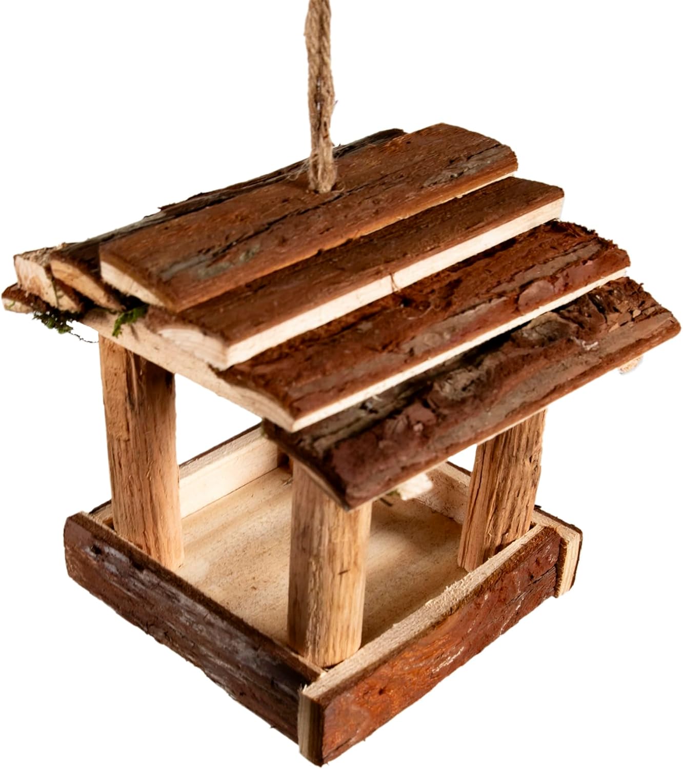 YCHTEWY-Handmade Wooden Outdoor Bird Feeder, 7-Inch, Wild Bird, Ranch Patio Yard Tree Hanging