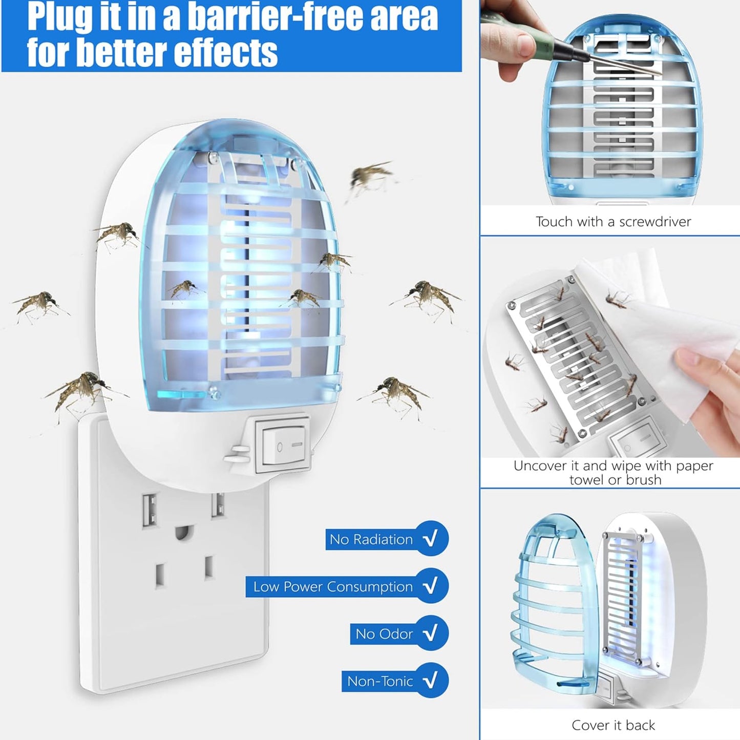 Bug Zapper Indoor, Electronic Fly Trap Insect Killer, Mosquitoes Kille
