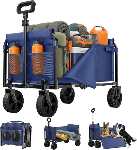 Portable Collapsible Wagon Cart, Foldable Cart with Removable Side, Ut