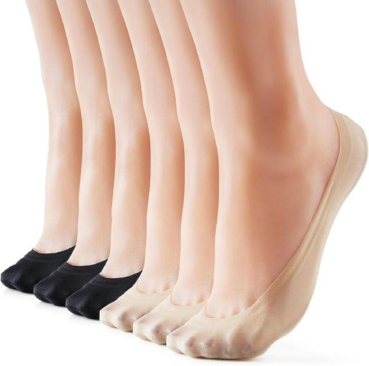 3-9 Pairs No Show Socks Women Nylon Ultra Low Cut Non-Slip Thin Liner 